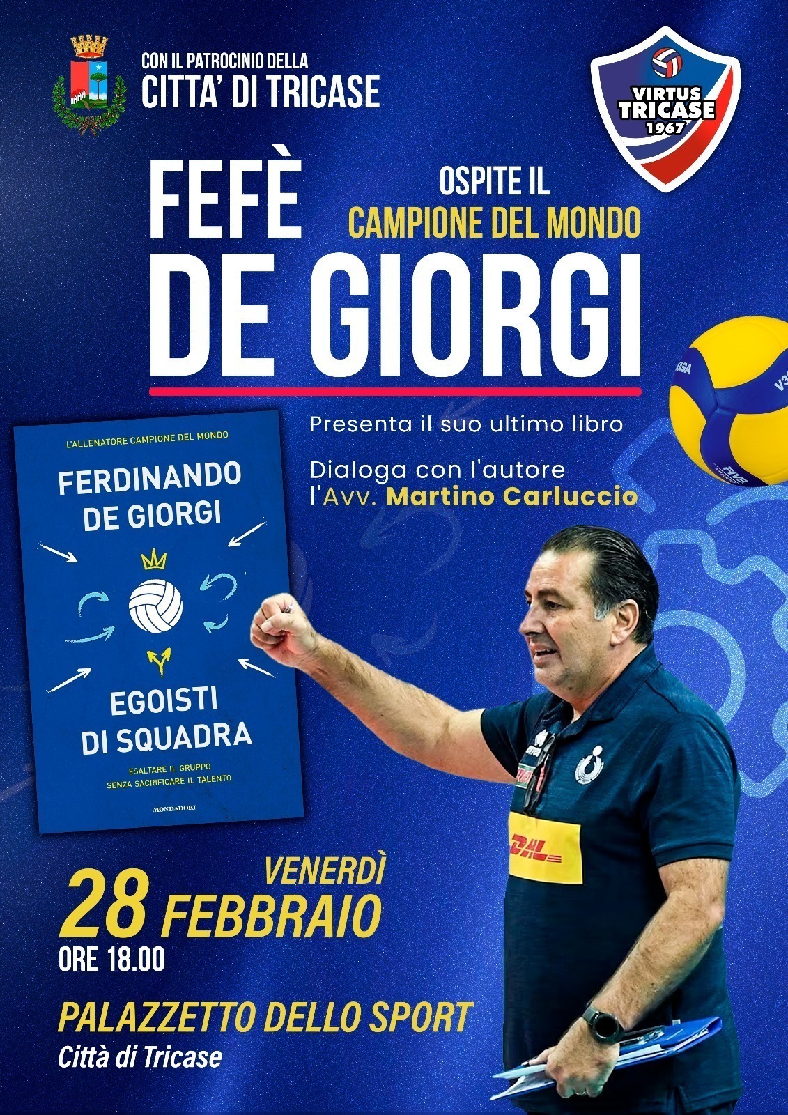 VOLLEY, FEFE’ DE GIORGI a Tricase per presentare “Egoisti di squadra”